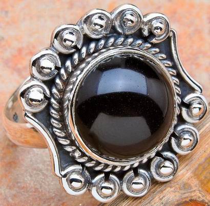 24mm GENUINE ONYX RING SOLID 925 SILVER-sz9